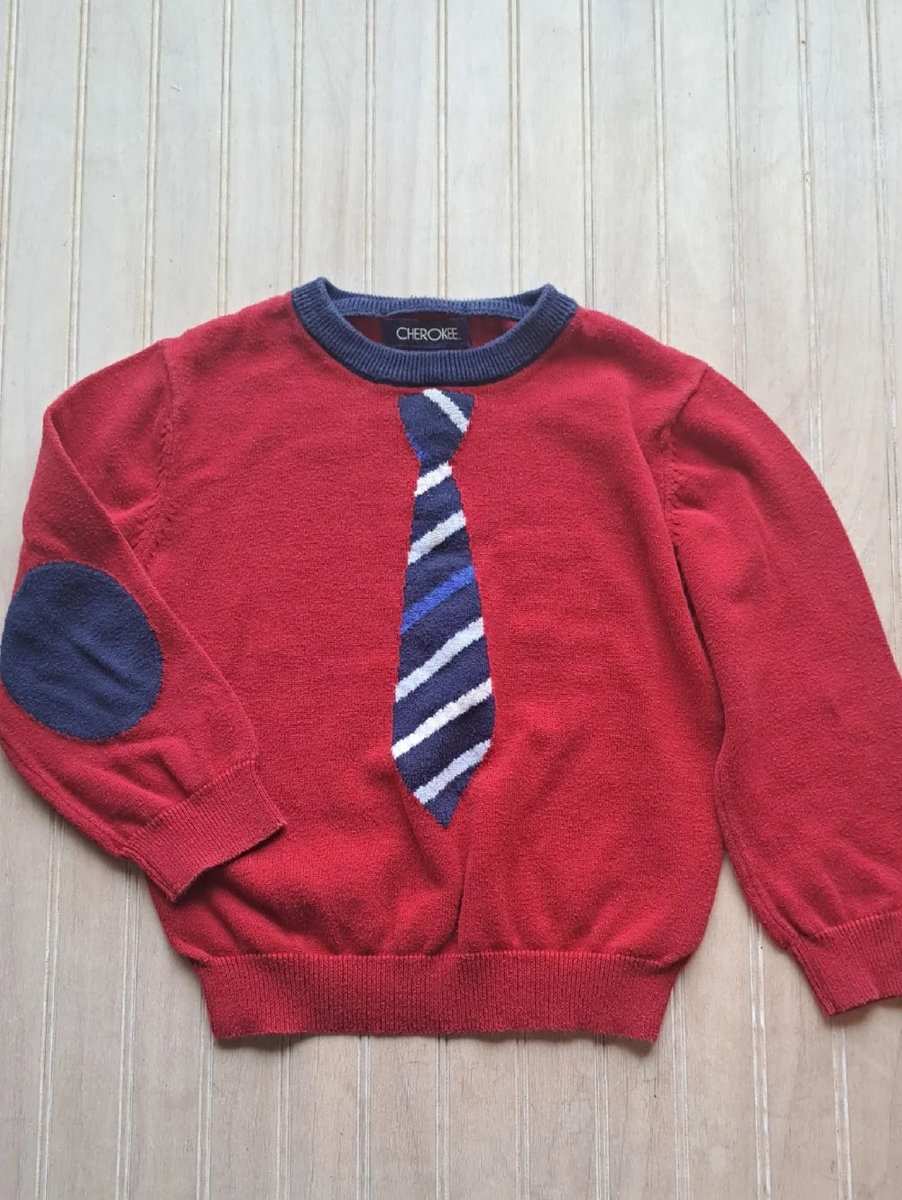 Tie Graphic 100% Cotton Knit Sweater Cherokee Toddler Dressy Comfy Lightweight